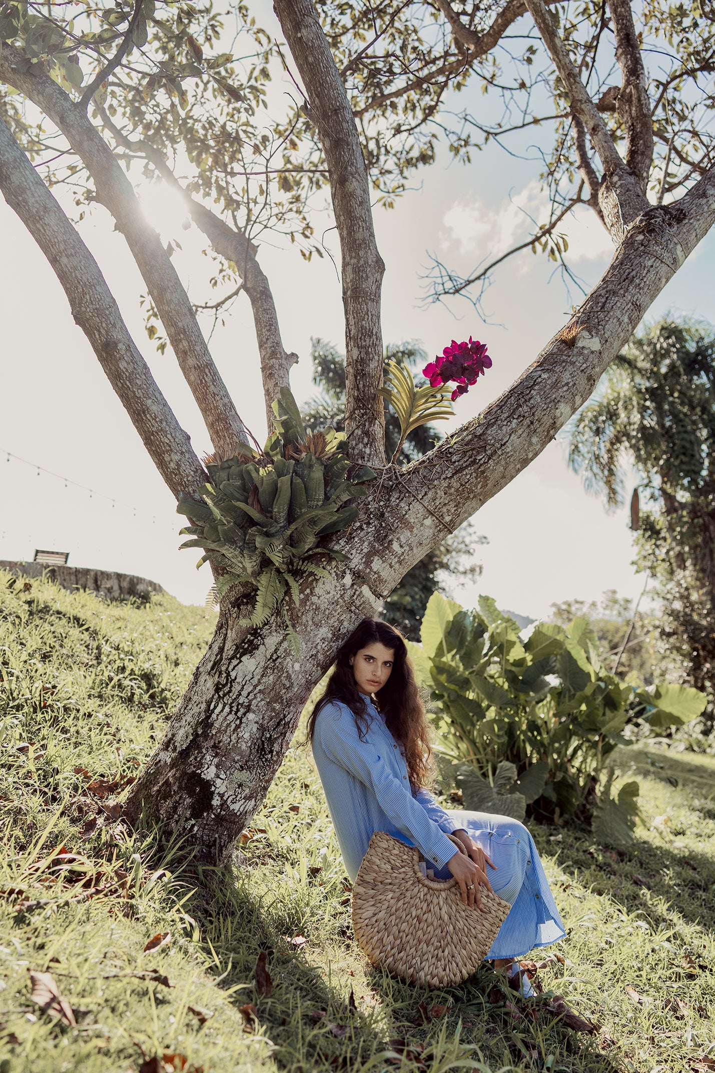 Vestido The Monday-Azul claro/Blanco