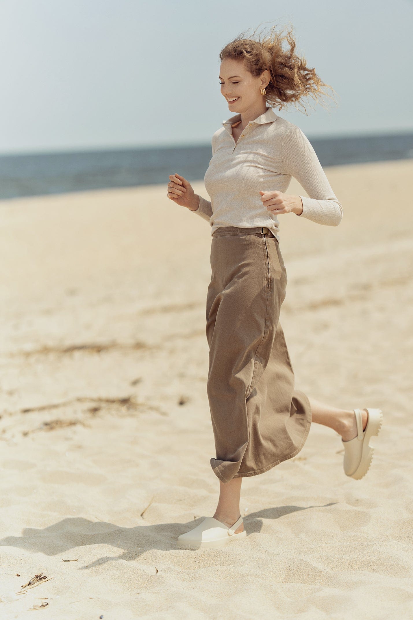 ALINE DENIM SKIRT-TAUPE