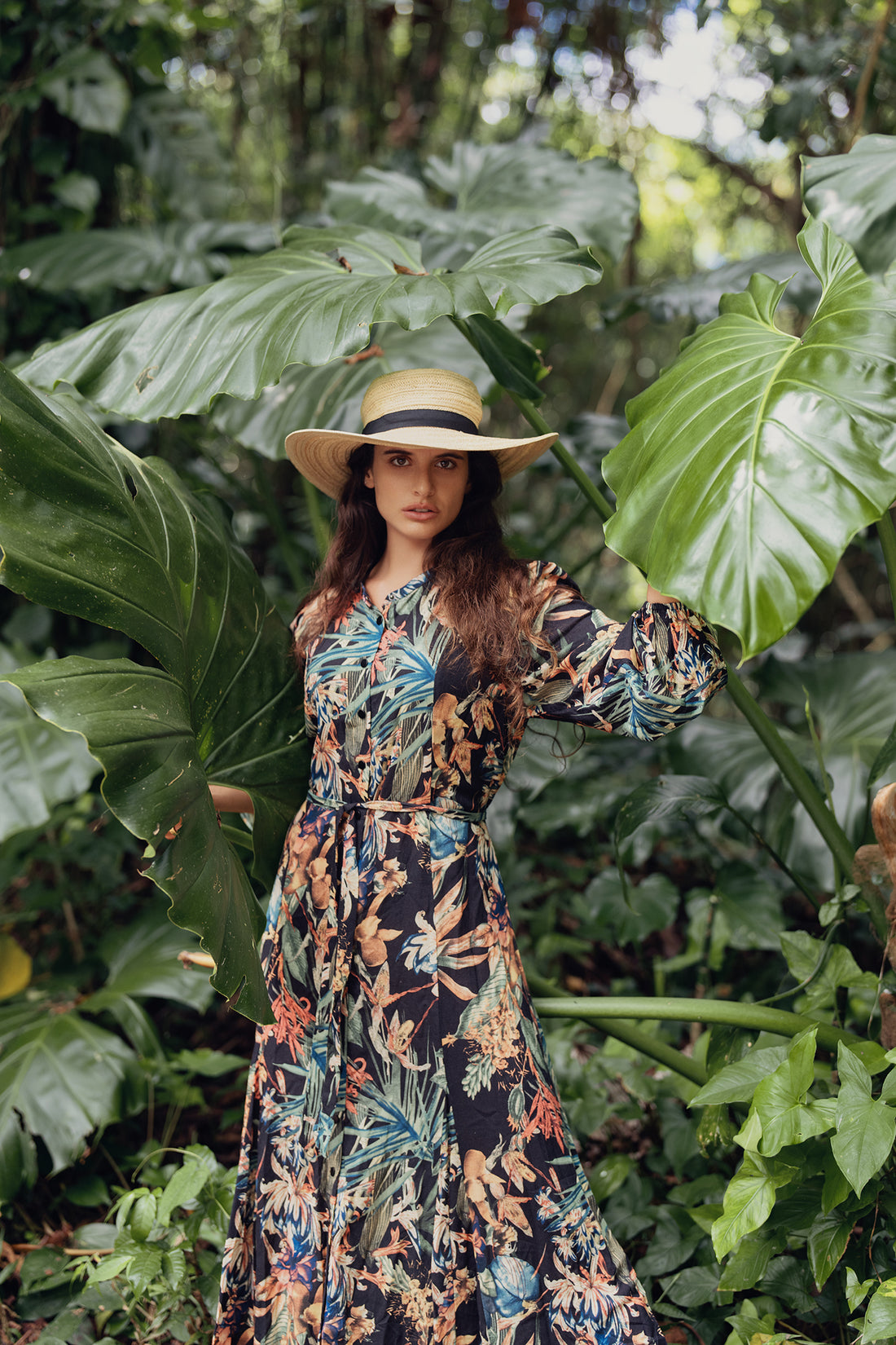 Snap Down Shirtdress-Colored Floral