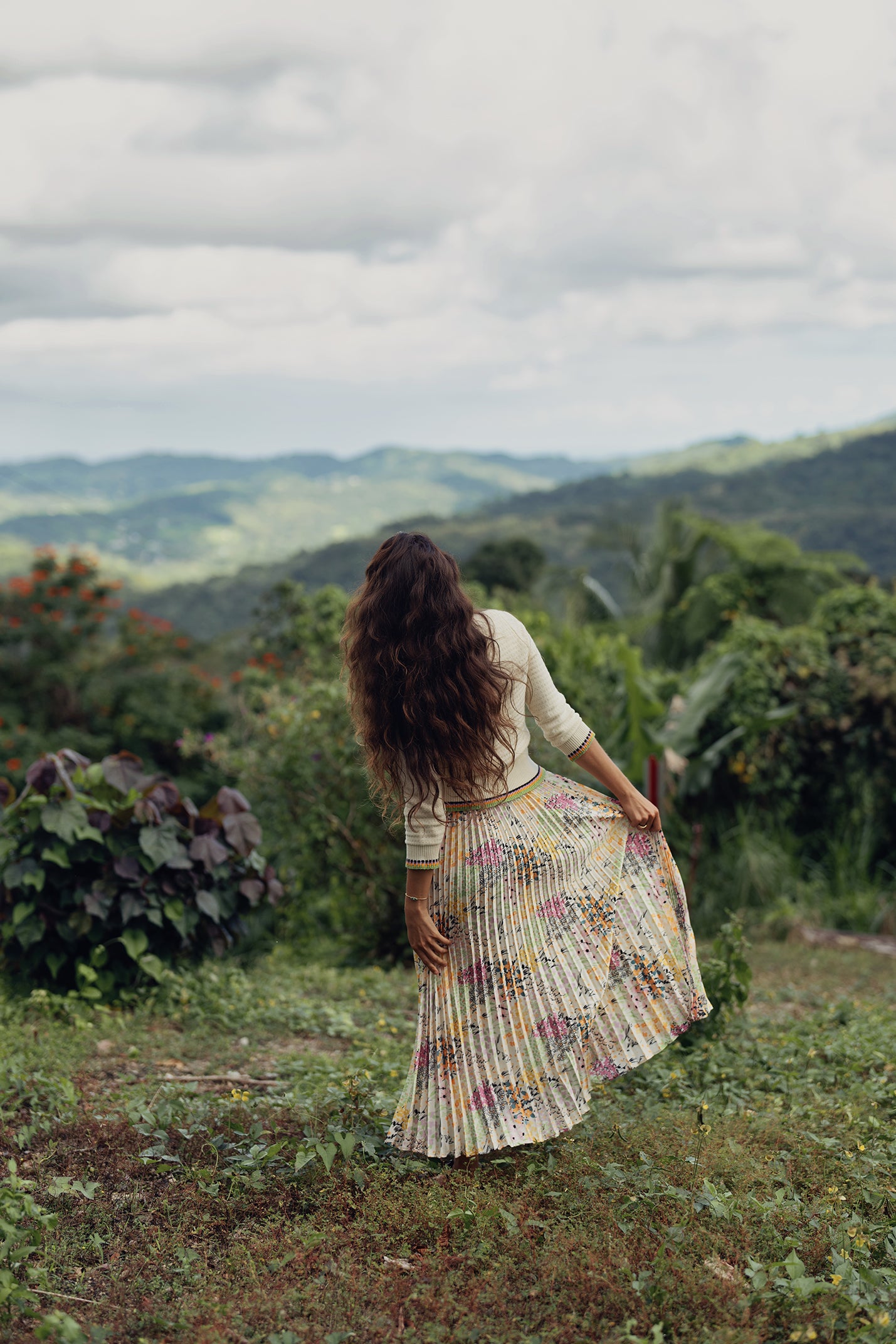 VESTIDO SLIP PLISADO-JARDÍN