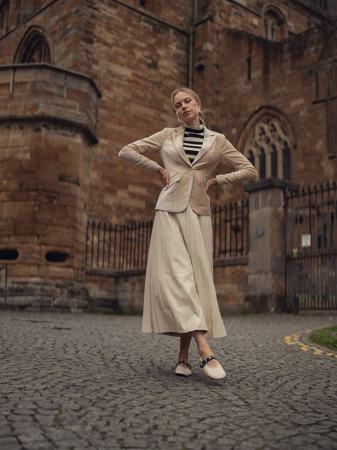 Accordion Pleated Faux Leather Skirt-Ivory