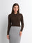 ASYMETRICALBUTTON COLLAR SWEATER BROWN