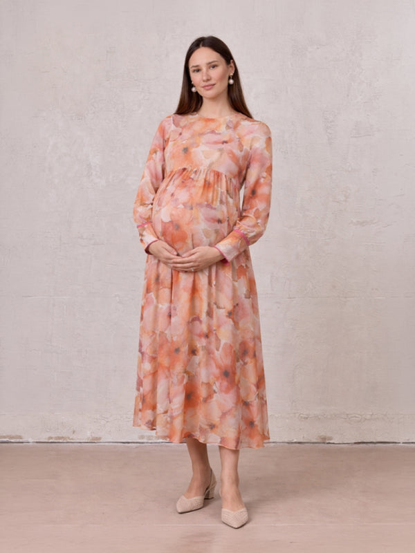 spring dresses maternity Light Sage Floral Scallop Edge Back Cutout Maxi Dress sun dress Primrose Shift Maternity Dress -
