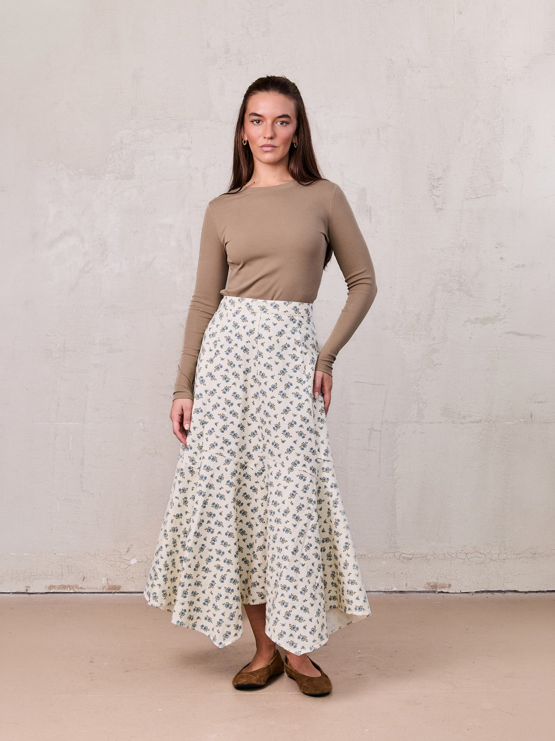 Asymmetrical Panel Skirt-Blue Poppy