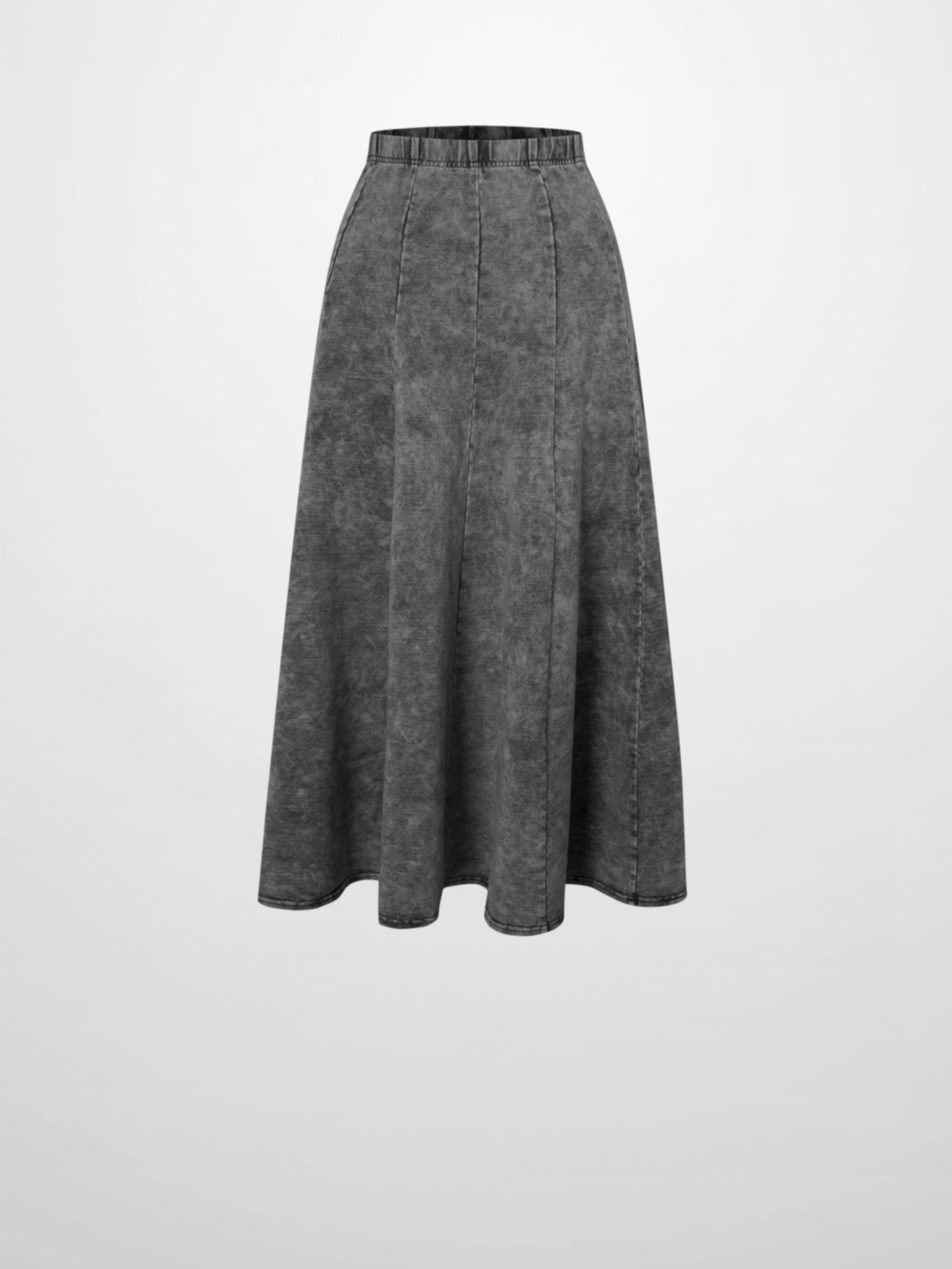 Paneled Flare Skirt 25&quot;-Black Wash