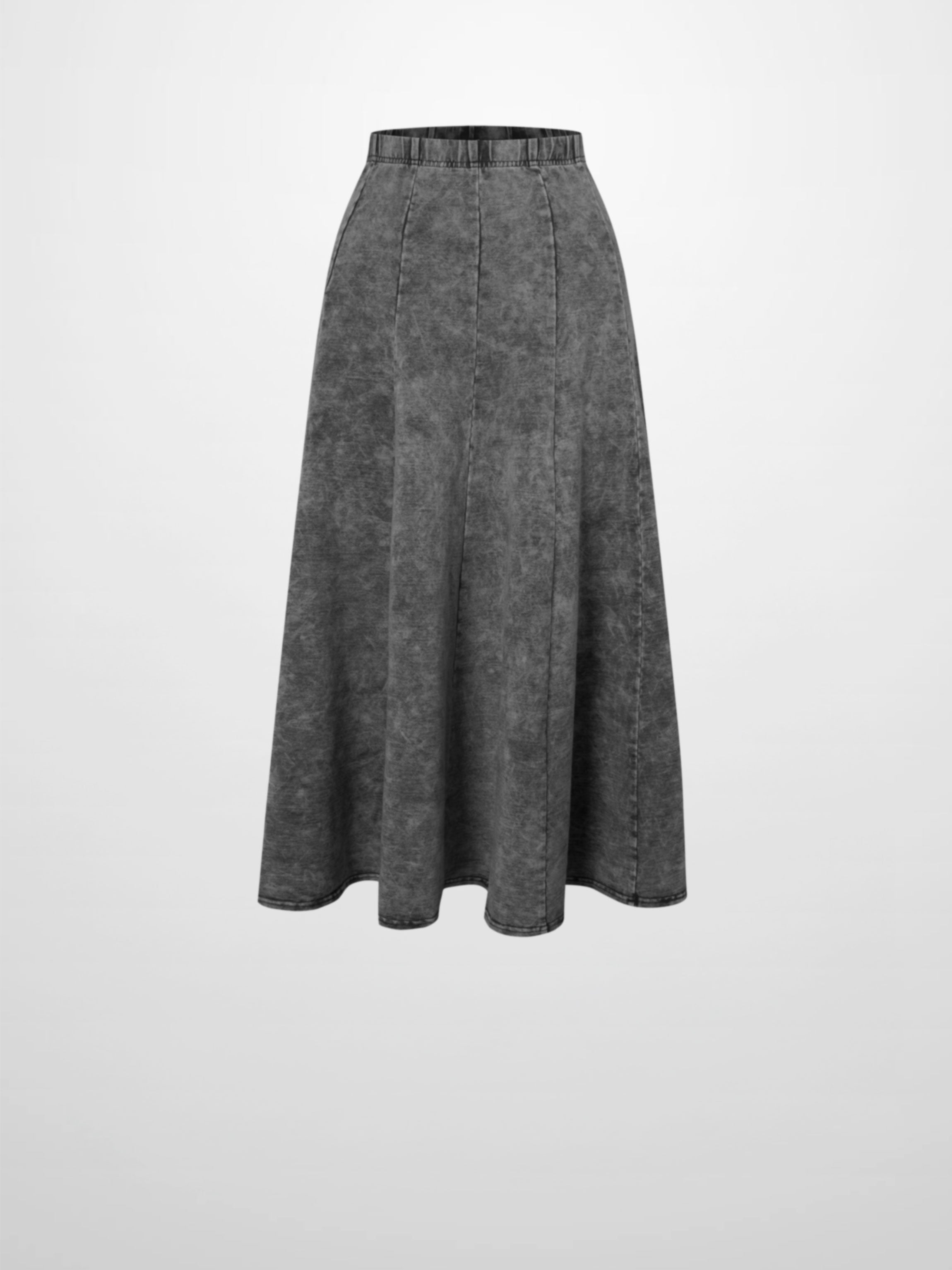 Paneled Flare Skirt 25&quot;-Black Wash