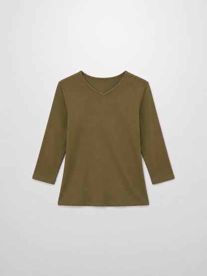 BASIC HIGH V TEE 3Q-OLIVE