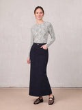 Side Seamed Twill Skirt-Navy