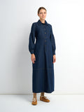 High Waisted Denim Dress - Dark Blue