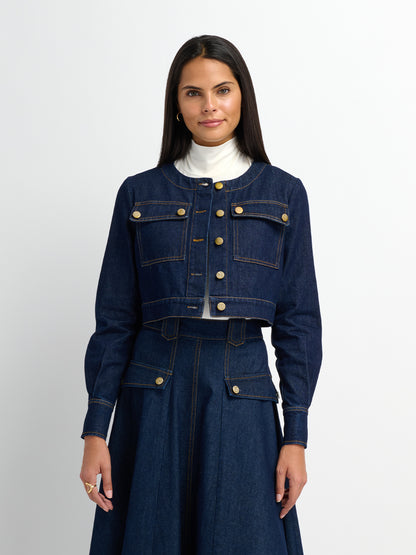 Crop Denim Jacket - Blue