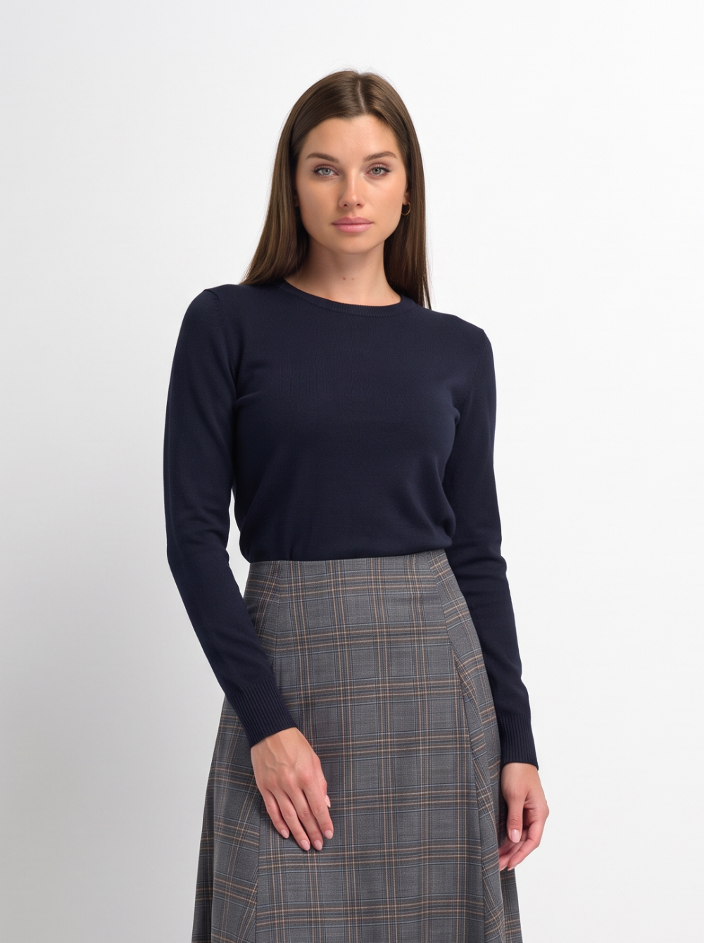 Basic Knit Crew Sweater - Navy
