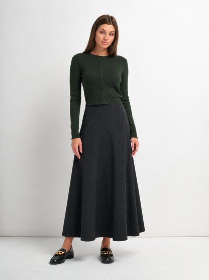 Basic Crew Knit Cardigan 20"- Green
