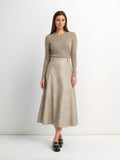 Smoked Faux Leather Skirt - Stone