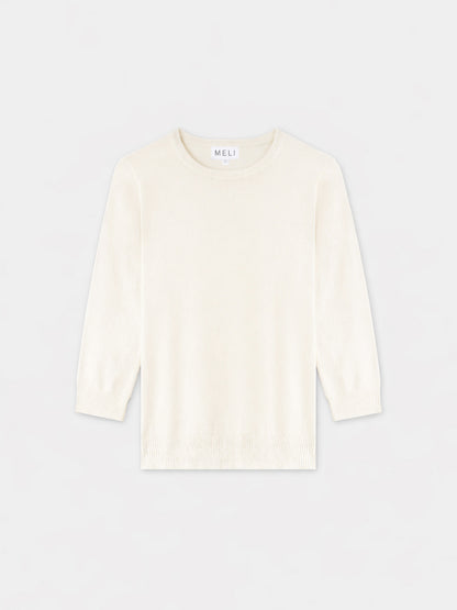 Basic Crew Sweater 3Q-Cream