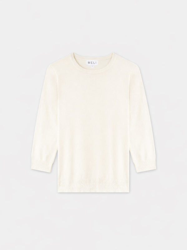 Basic Crew Sweater 3Q-Cream