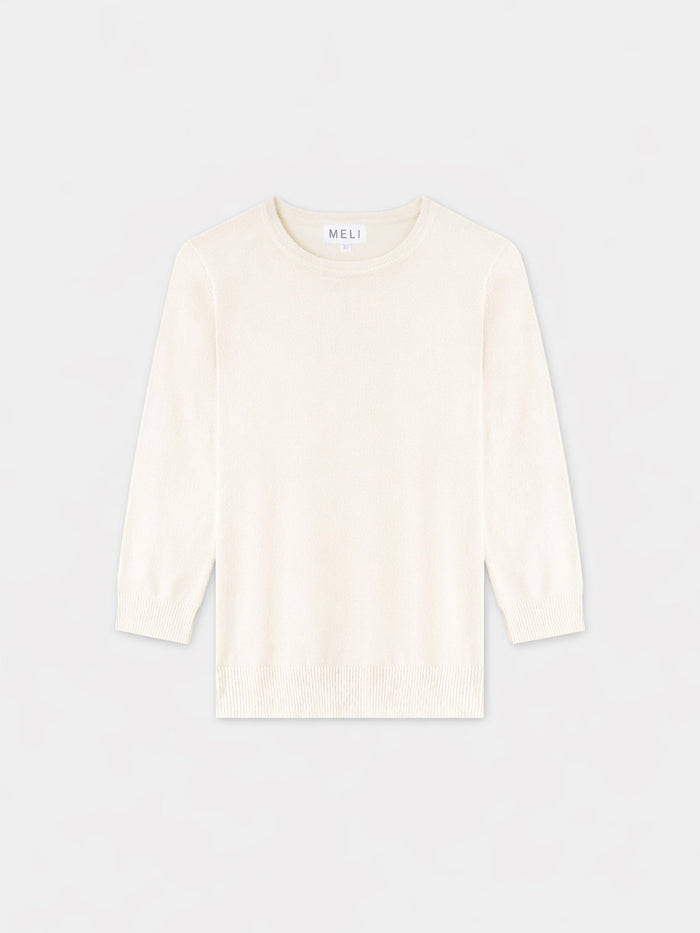 Basic Crew Sweater 3Q-Cream