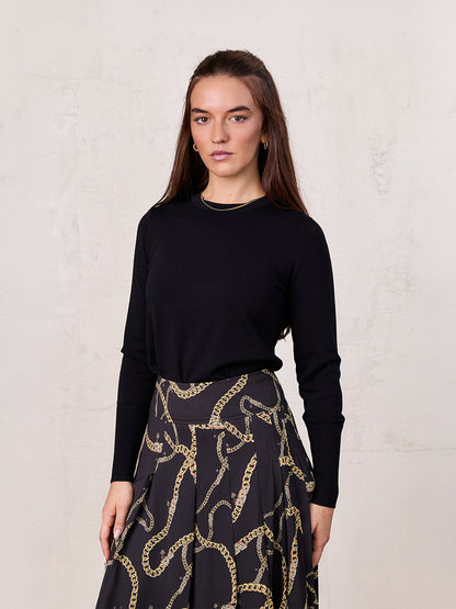 Basic Crew Sweater (LS) - Black