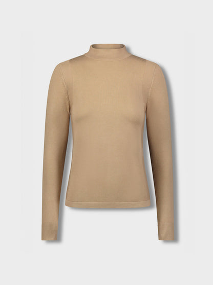 Basic Mock Neck Turtleneck - Taupe