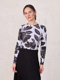 Basic Printed T-shirt-Black/White Floral
