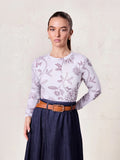Basic Printed T-shirt-Burgundy Flower