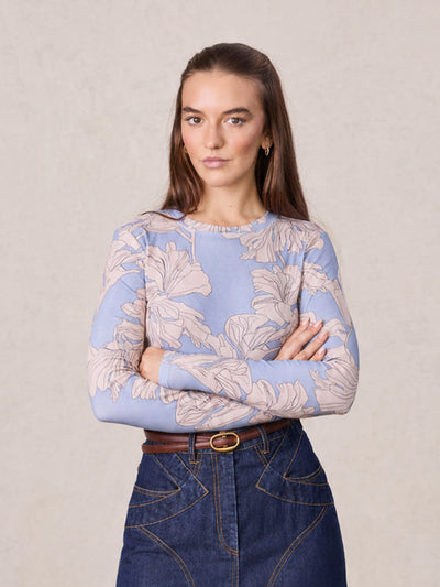 Basic Printed T-shirt-Oversized Floral