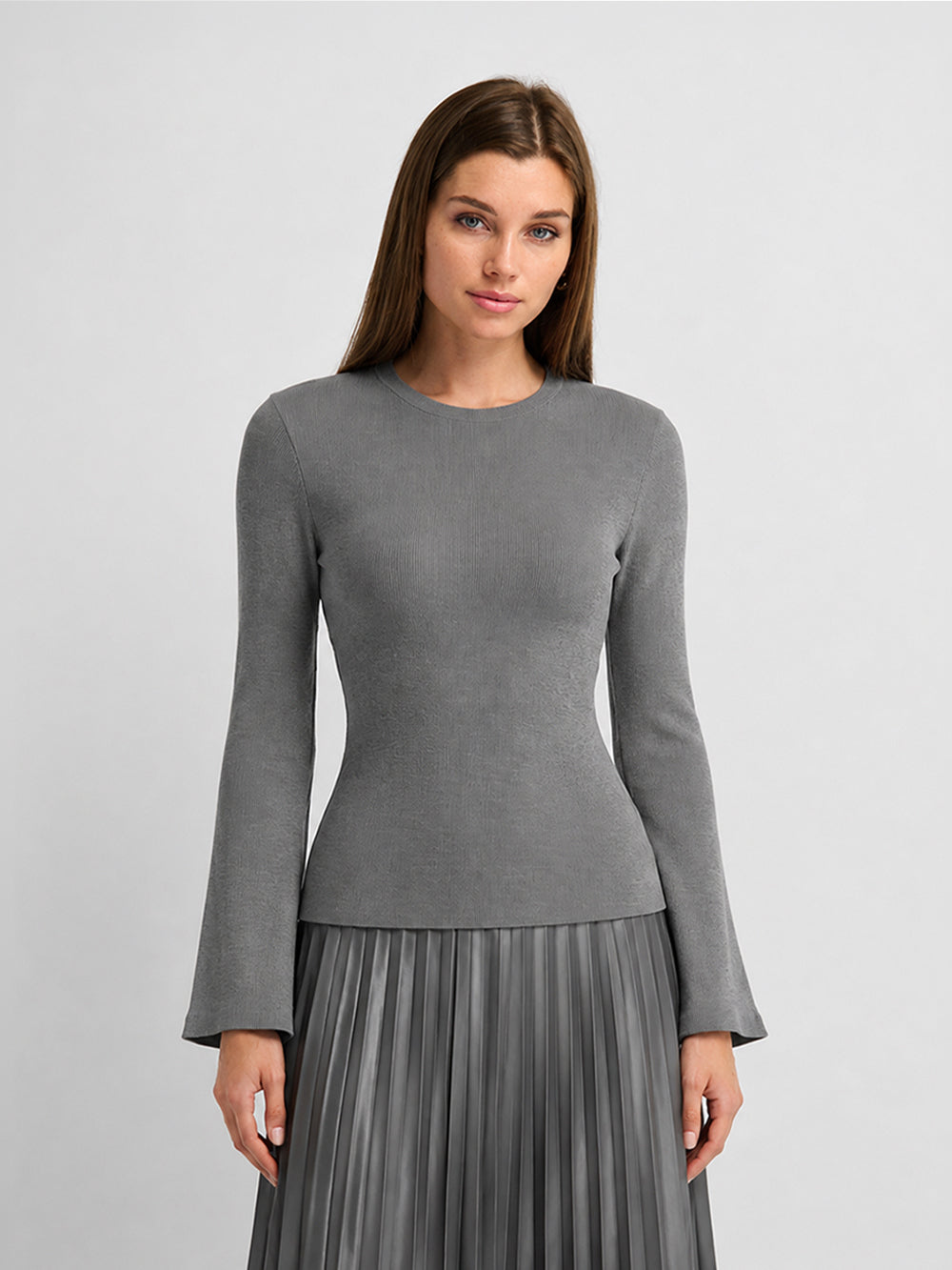 Bell Sleeve Sweater - Grey