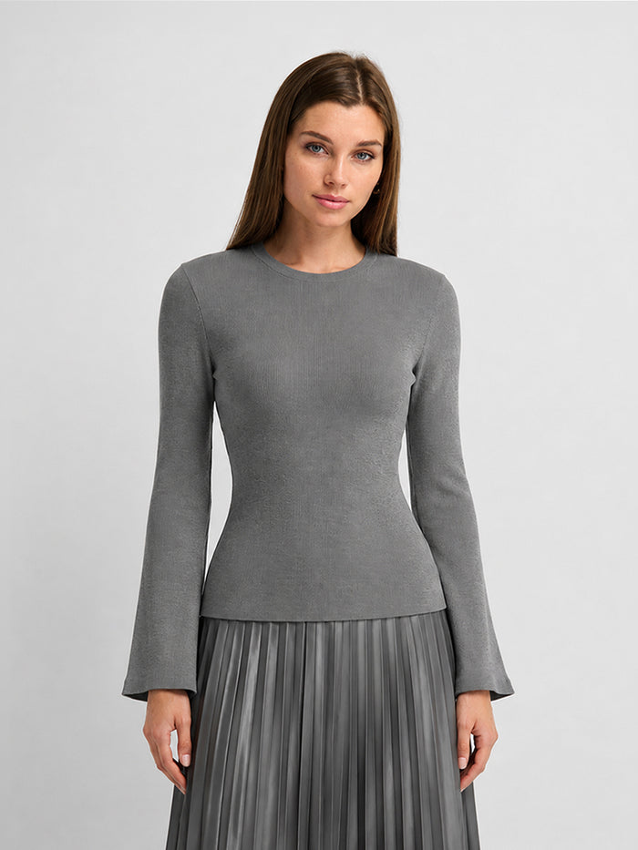 Bell Sleeve Sweater - Grey
