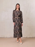 Belted Full Sleeve Dress-Medallion