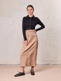 Belted Straight Cargo Pocket Skirt-Tan