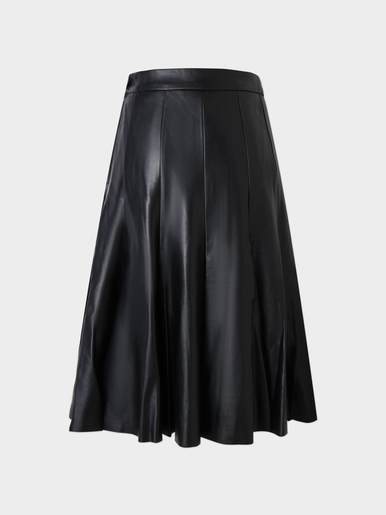 Flare Leather Skirt 27&quot;-Black