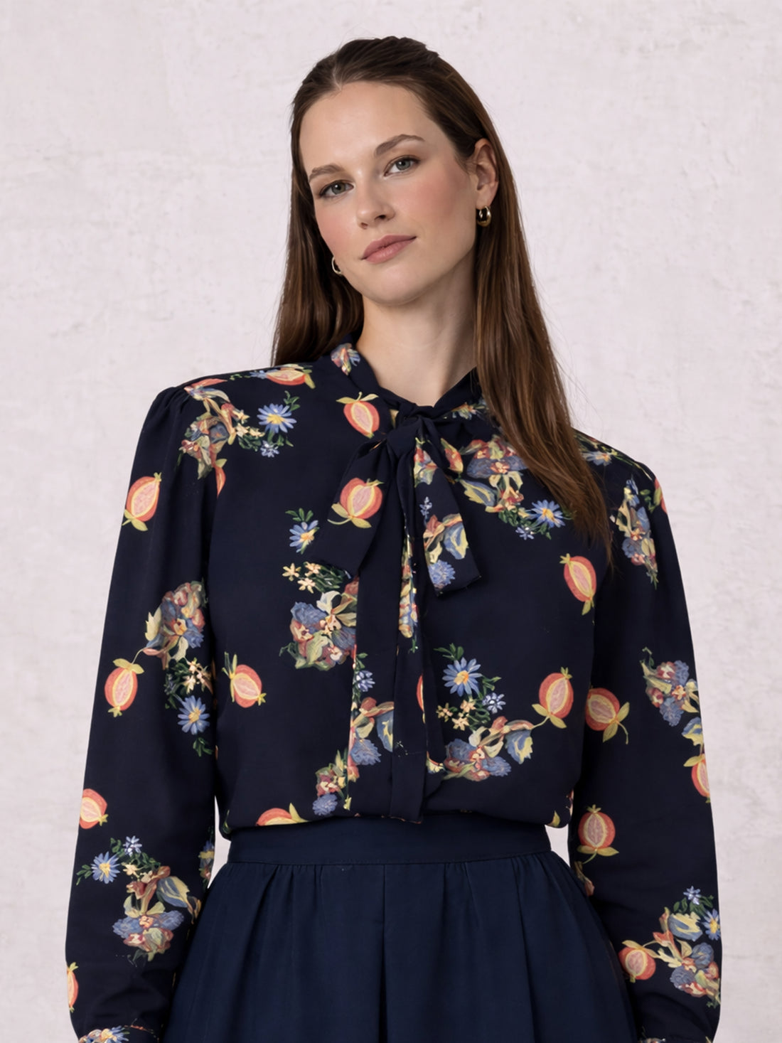 Bow Blouse-Pomegranate Floral