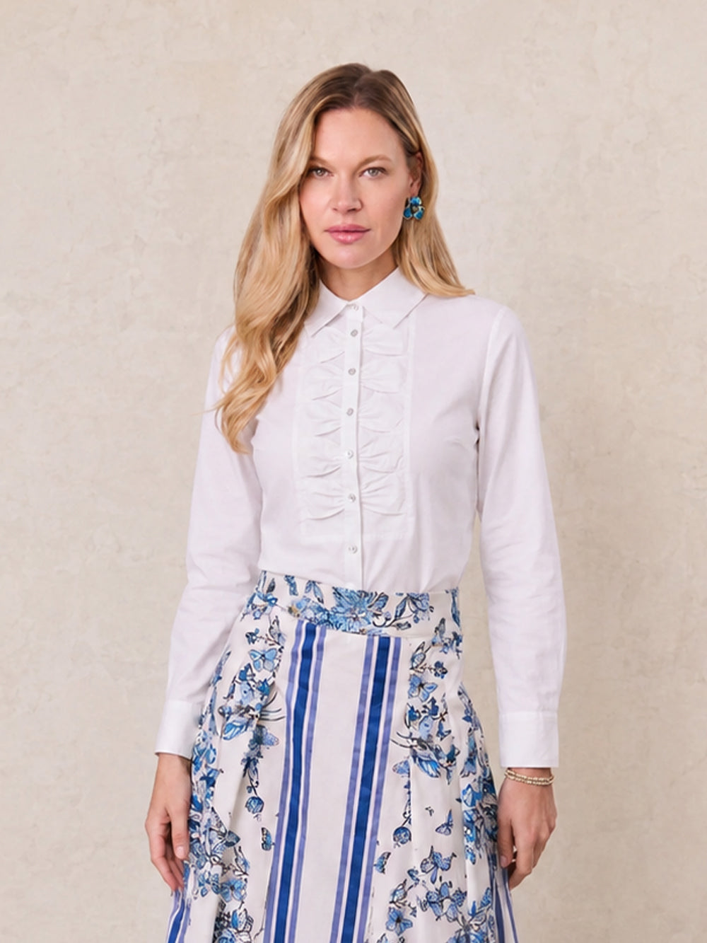 Bow Front Crop Blouse-White