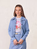Boxy Denim Collared Top-Light Blue