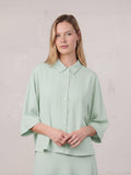Boxy Dolman Sleeve Crinkle Blouse-Mint Green
