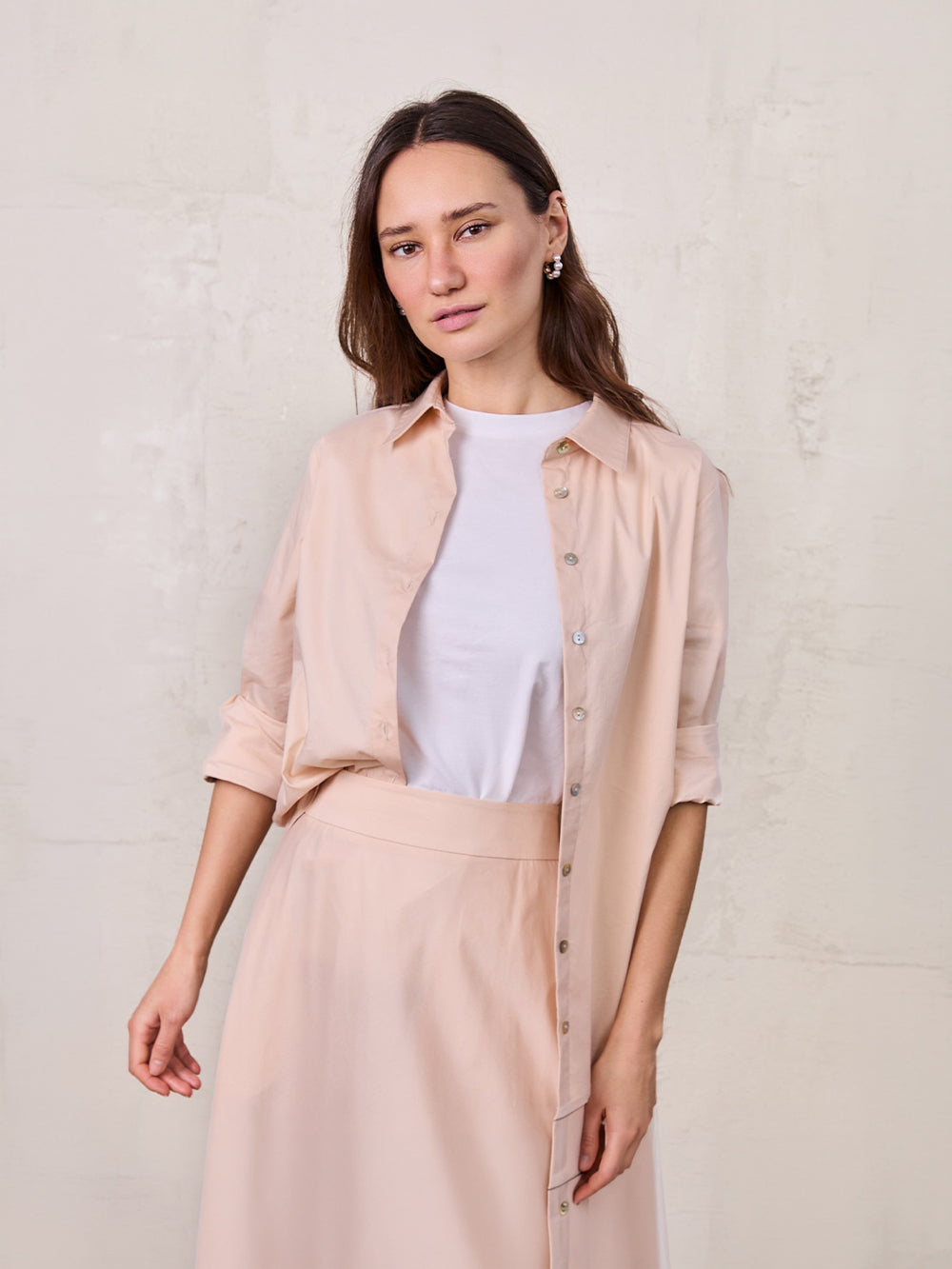 Boxy Dolman Sleeve Crinkle Blouse-Peach