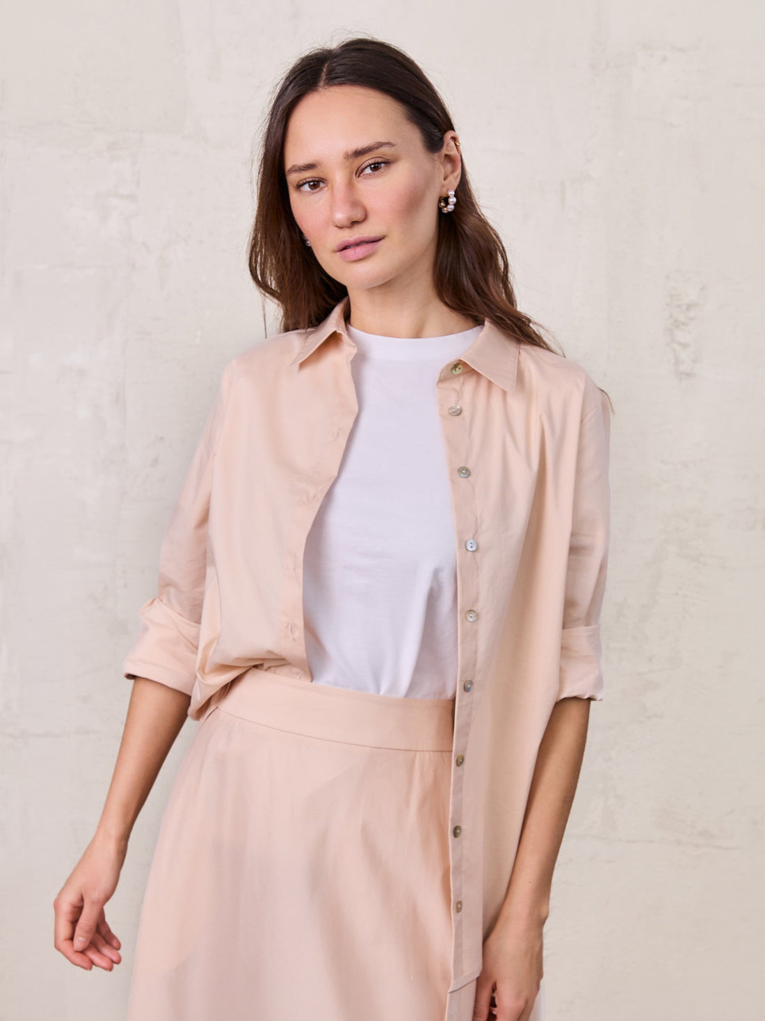 Boxy Dolman Sleeve Crinkle Blouse-Peach