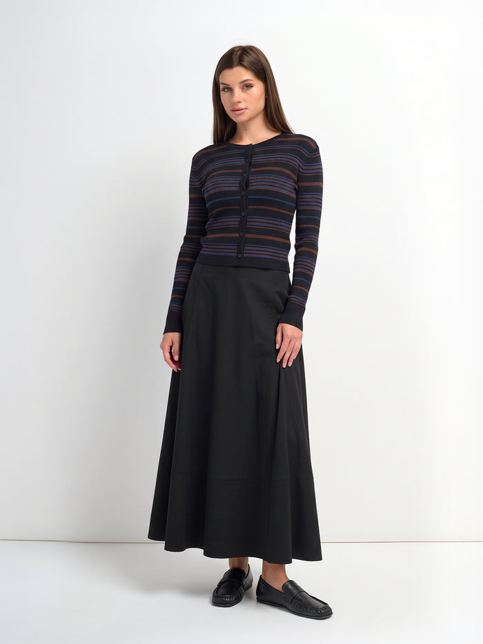 High Waisted Seamed Skirt - Black