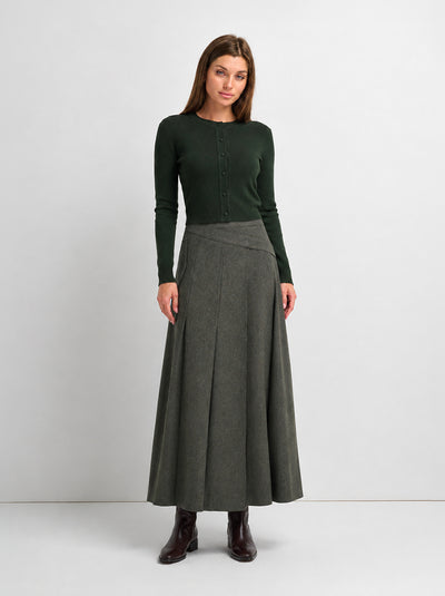 Buckle Pleat Skirt - Green