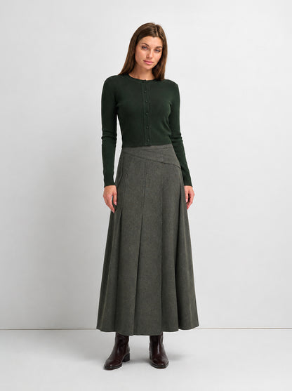 Buckle Pleat Skirt - Green