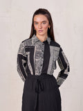 Button Down Collared Blouse-Mix Print