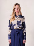 Button Down Collared Blouse-Navy Floral