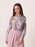 Button Down Collared Blouse-Ombre Print