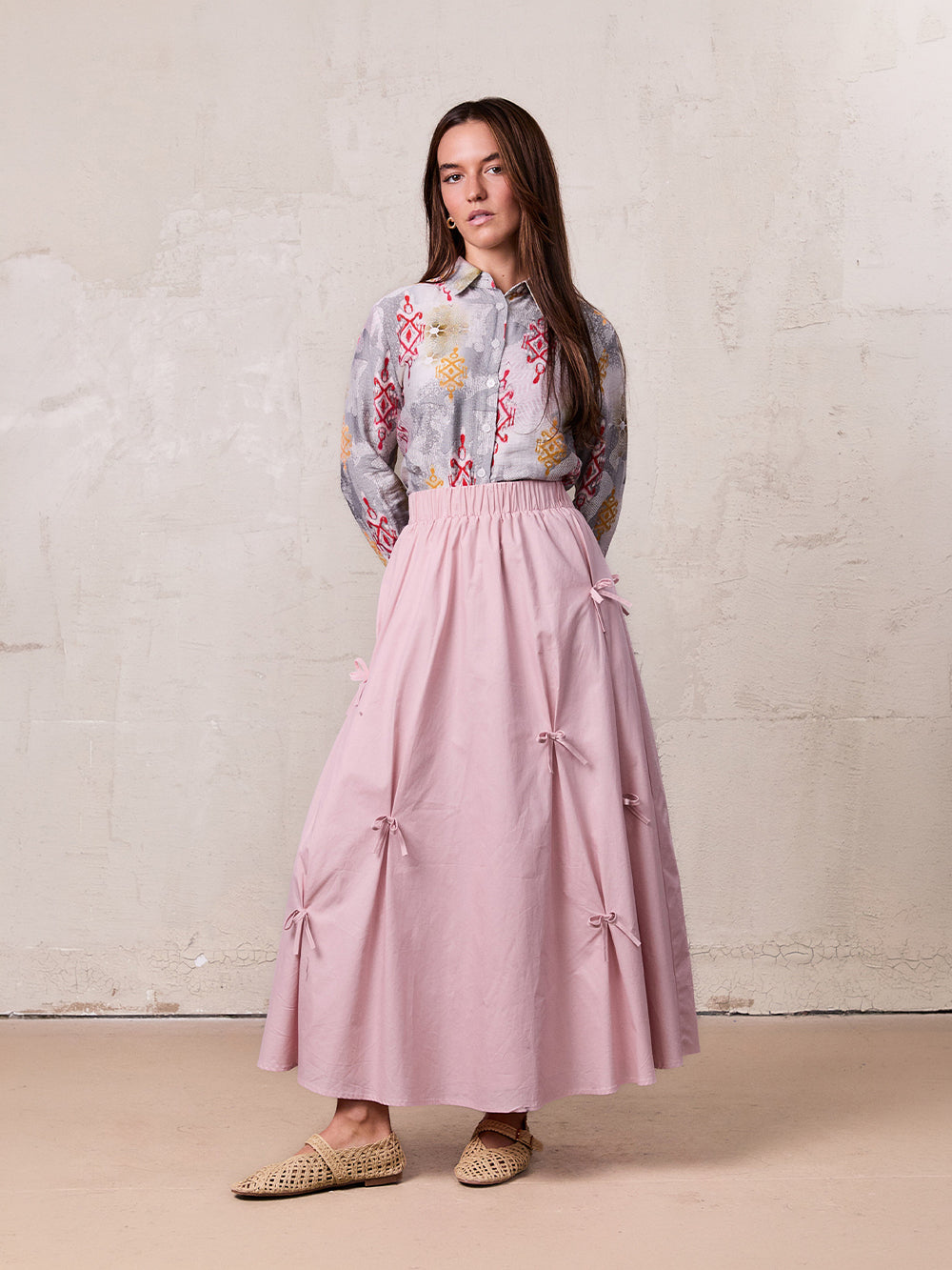 Button Down Collared Blouse-Ombre Print
