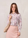 Button Down Collared Blouse-Peach Sketch