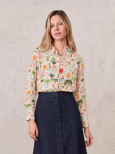 Button Down Collared Blouse-Summer Vibes