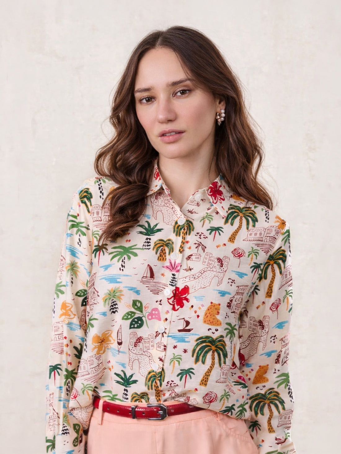 Button Down Collared Blouse-Summer Vibes