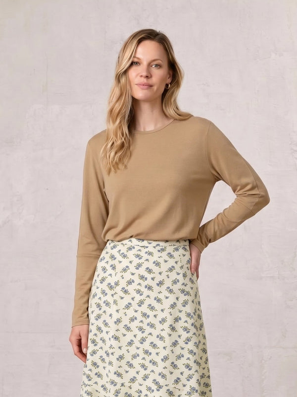 CREW RIBBED DOLMAN-TAUPE