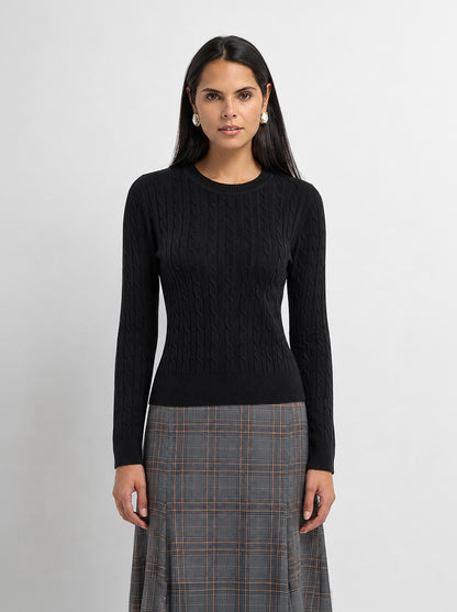 Cable Knit Sweater - Black