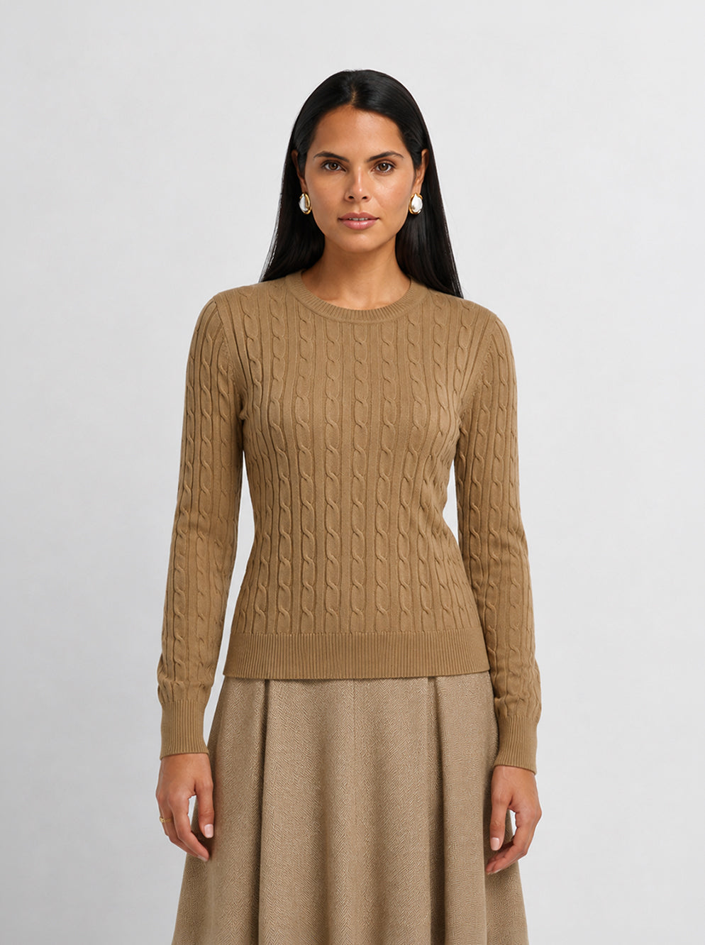 Cable Knit Sweater - Camel