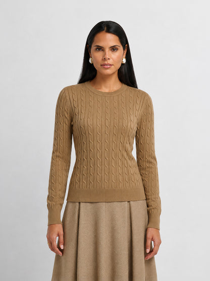 Cable Knit Sweater - Camel